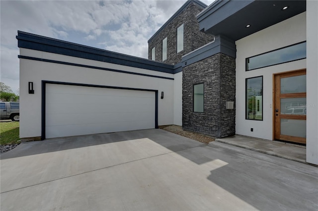 exterior space featuring a garage