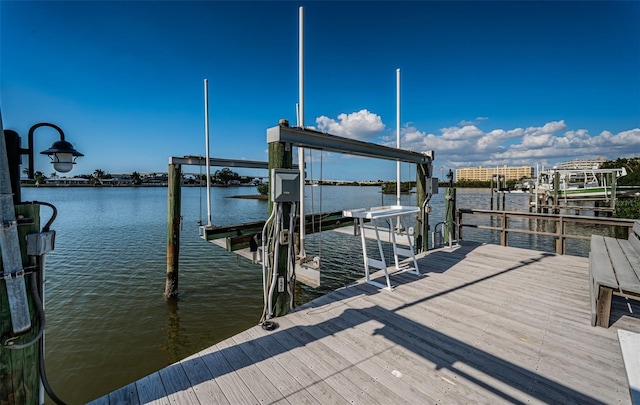 dock area featuring a water view