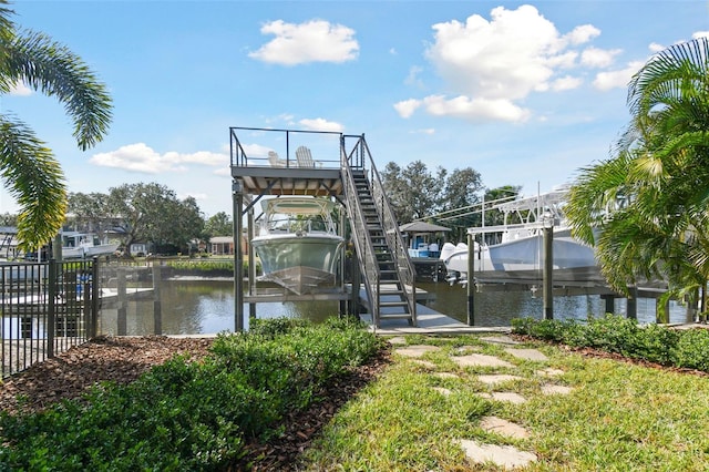 view of dock featuring a water view