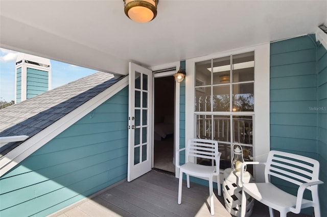 entrance to property featuring french doors