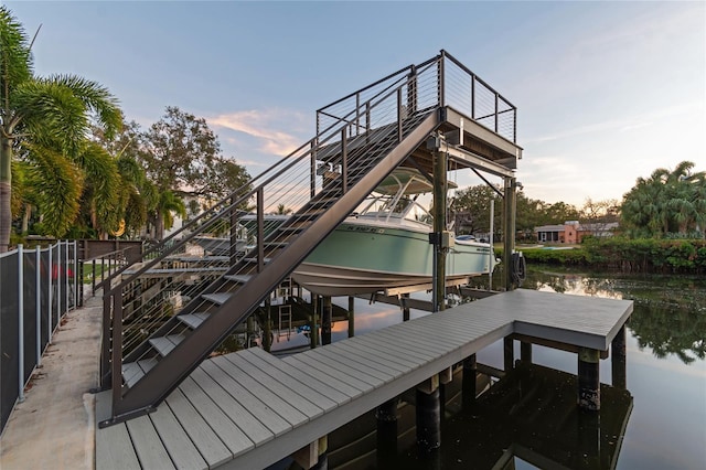 dock area featuring a water view