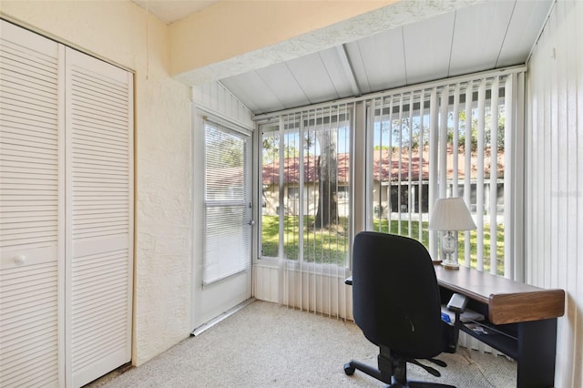 carpeted office space with plenty of natural light