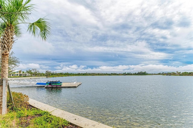 property view of water featuring a dock