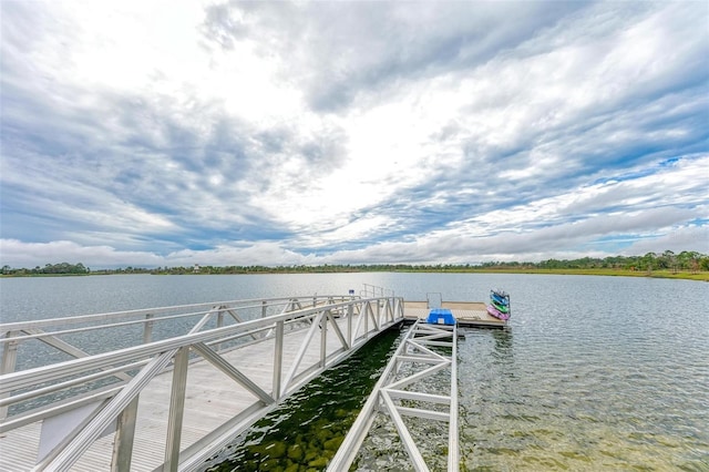 view of dock featuring a water view