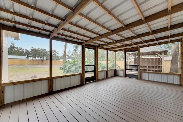 view of unfurnished sunroom