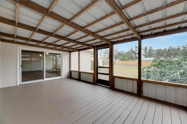 view of unfurnished sunroom