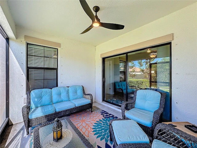 view of patio with ceiling fan