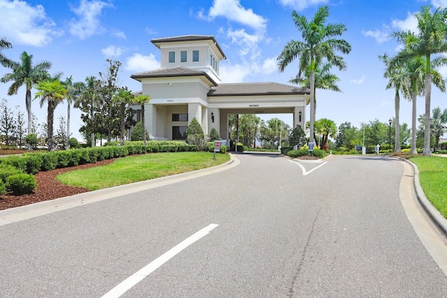 view of street featuring curbs