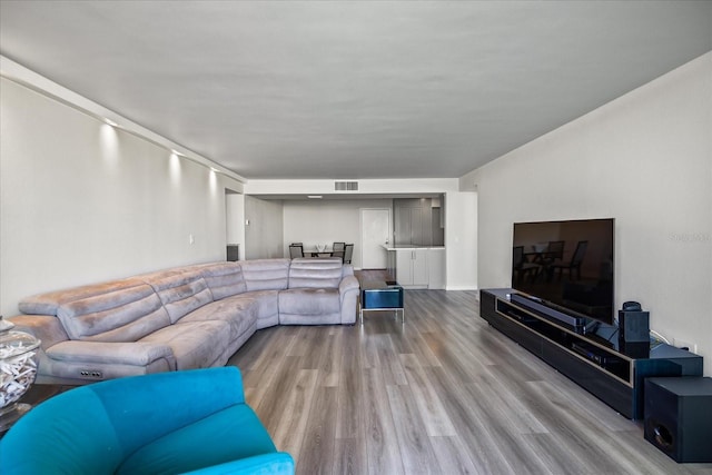 living room with light wood-type flooring