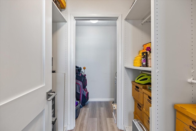 spacious closet featuring light wood-type flooring