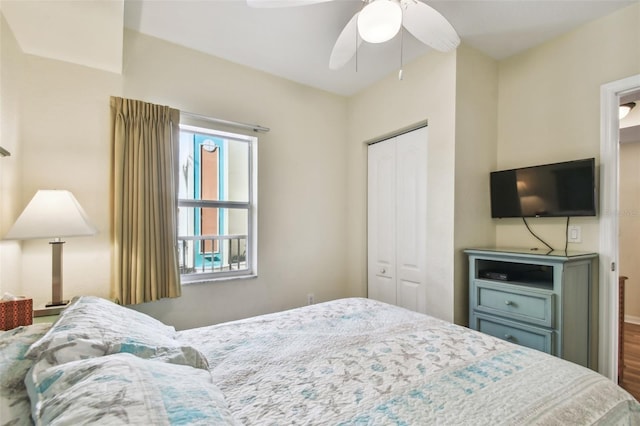 12000 Gulf Blvd Unit 208-S, Treasure Island, FL 33706 - bedroom featuring a closet and ceiling fan
