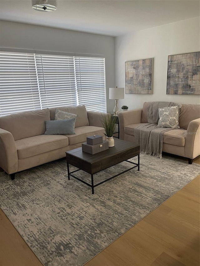 living room with wood-type flooring