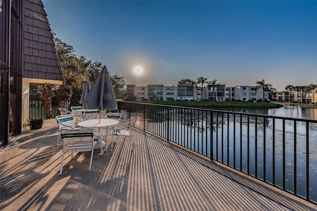 deck with a water view