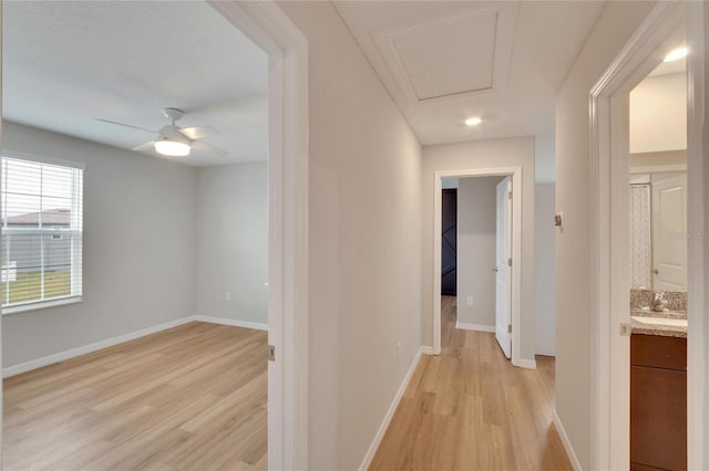 hall featuring light hardwood / wood-style flooring