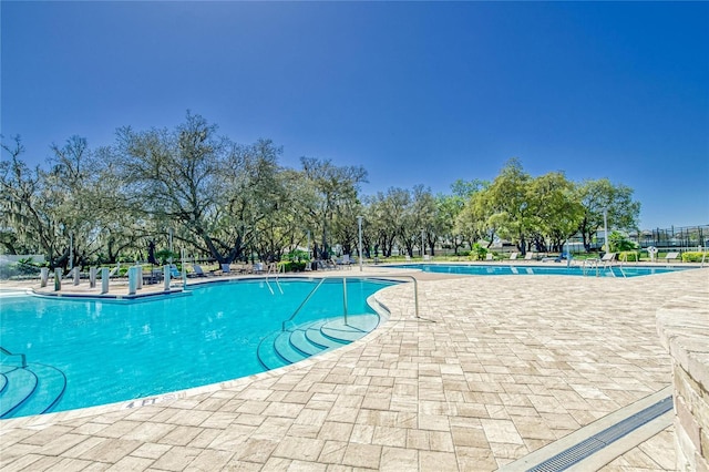 view of pool featuring a patio