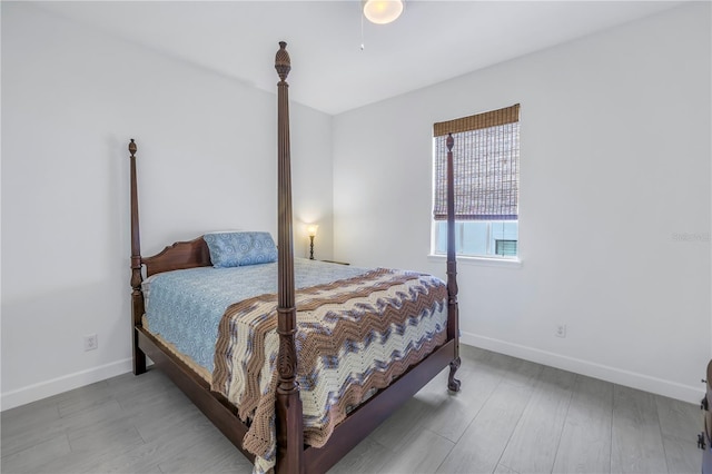 bedroom with light hardwood / wood-style flooring