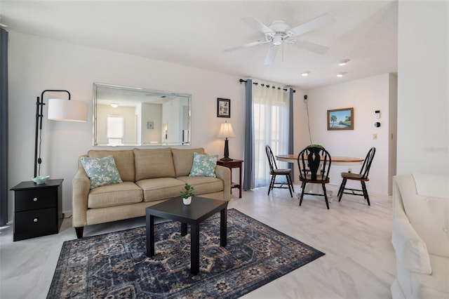 2740 Highlands Blvd Unit D, Palm Harbor, FL 34684 - living room with a ceiling fan
