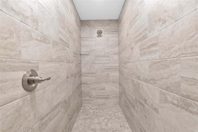 interior details featuring tiled shower