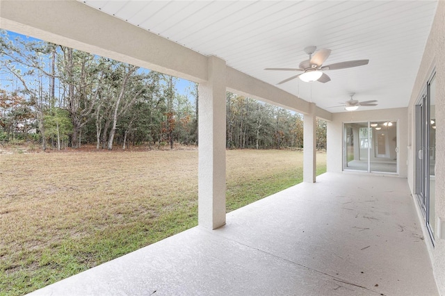 view of patio with ceiling fan