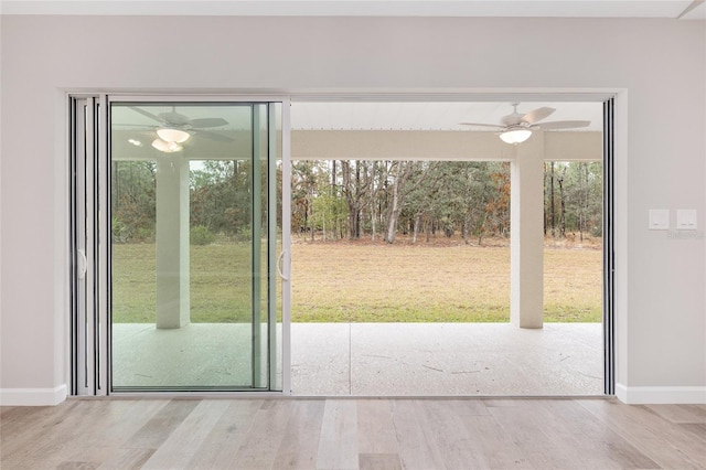 doorway with hardwood / wood-style floors and a wealth of natural light