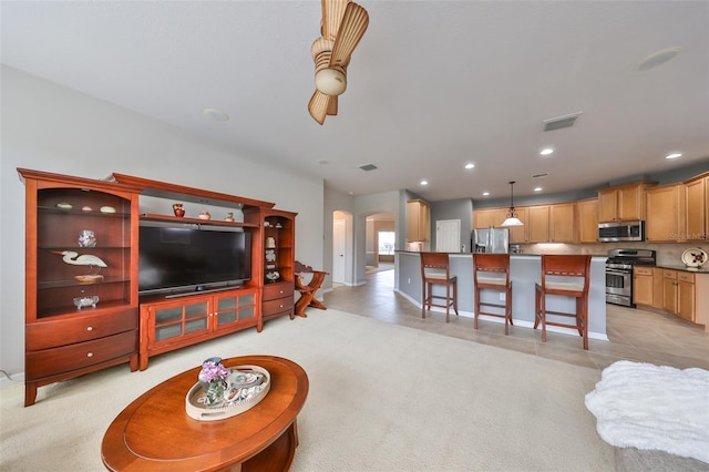 view of tiled living room