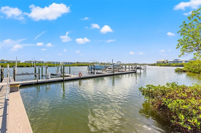 dock area featuring a water view