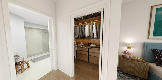 bathroom featuring hardwood / wood-style flooring