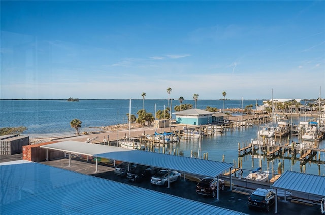 view of dock featuring a water view