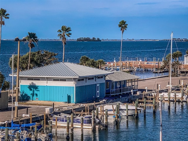 water view with a boat dock