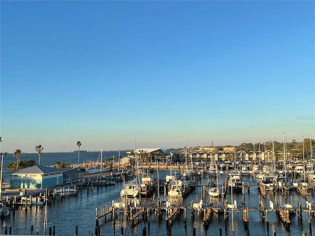 view of water feature featuring a dock