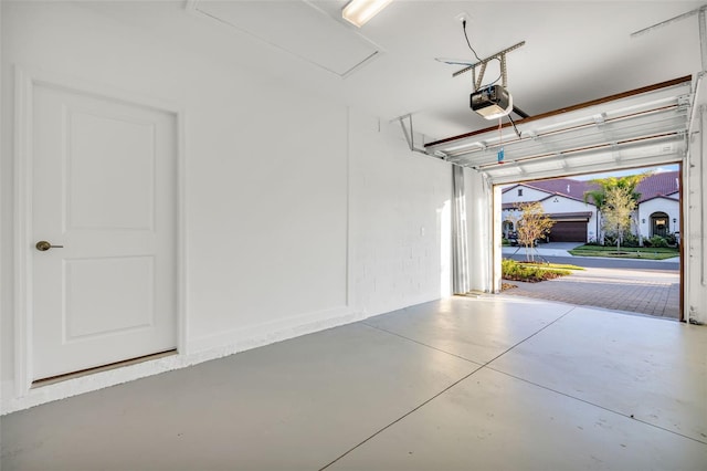 garage with a garage door opener