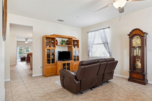 view of tiled living room