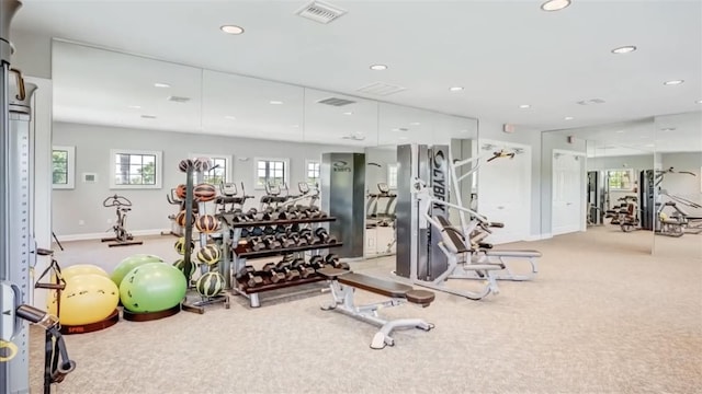 gym featuring carpet floors