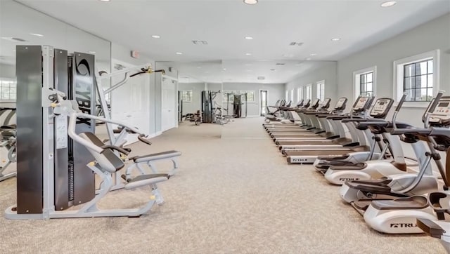 gym with carpet