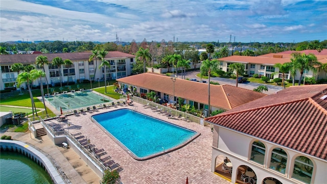 view of swimming pool featuring a patio