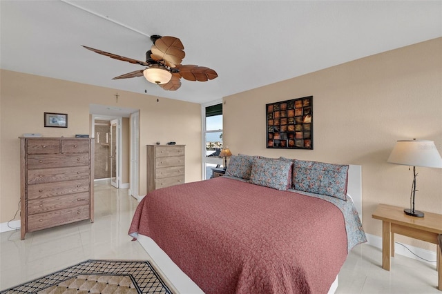 bedroom featuring ceiling fan