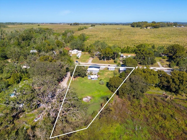 aerial view featuring a rural view