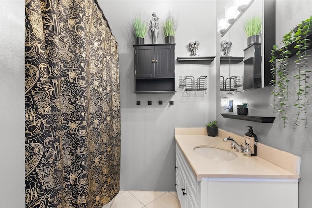 bathroom featuring vanity and tile patterned flooring