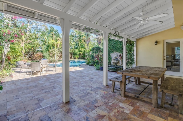 view of patio / terrace featuring ceiling fan