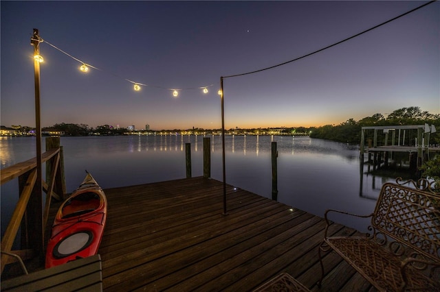 view of dock featuring a water view