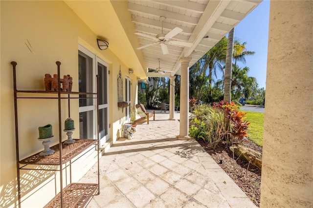 view of patio / terrace with ceiling fan