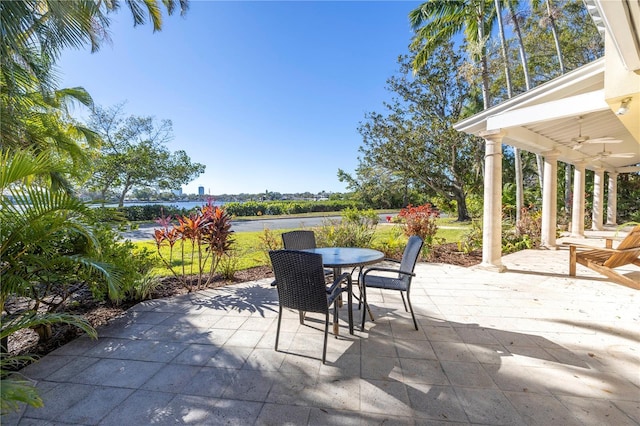 view of patio / terrace featuring ceiling fan