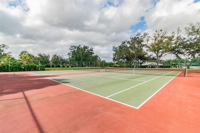 view of tennis court with basketball court