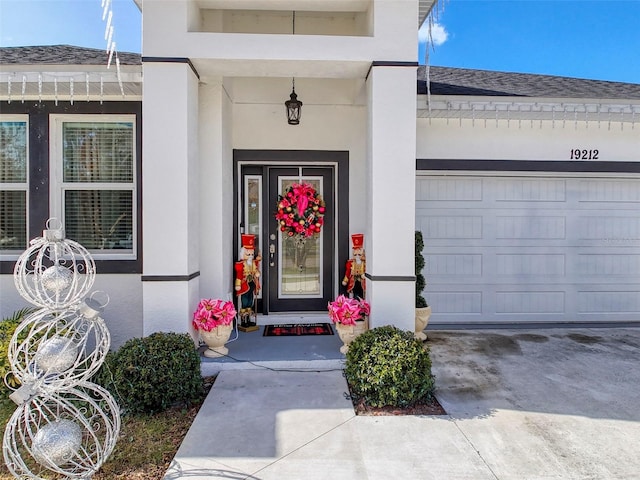 entrance to property with a garage