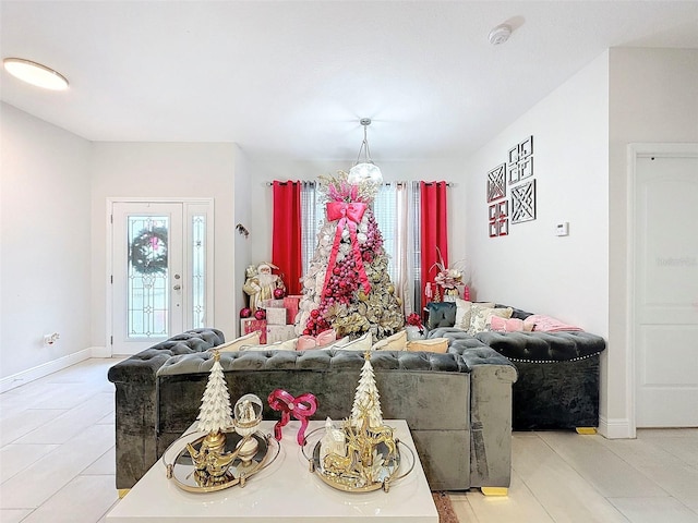 view of tiled living room