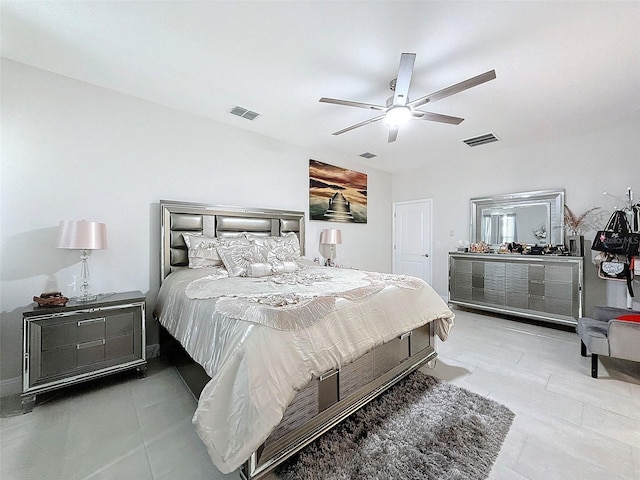 bedroom featuring ceiling fan