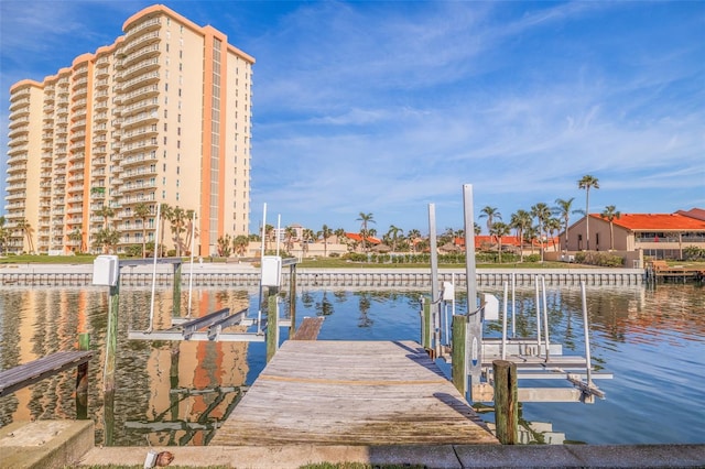 dock area featuring a water view