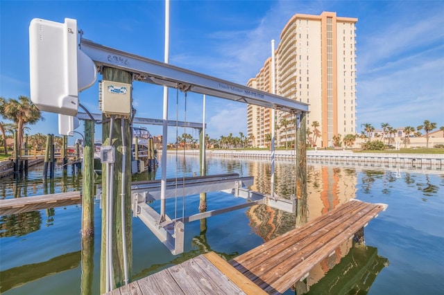 view of dock featuring a water view