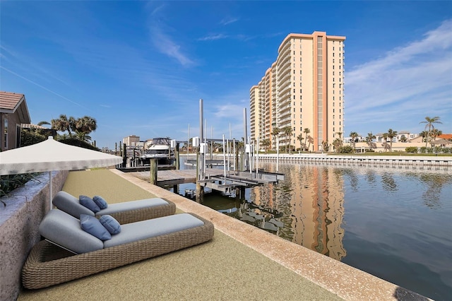 dock area featuring a water view