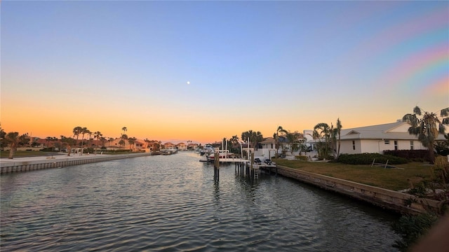 dock area featuring a water view